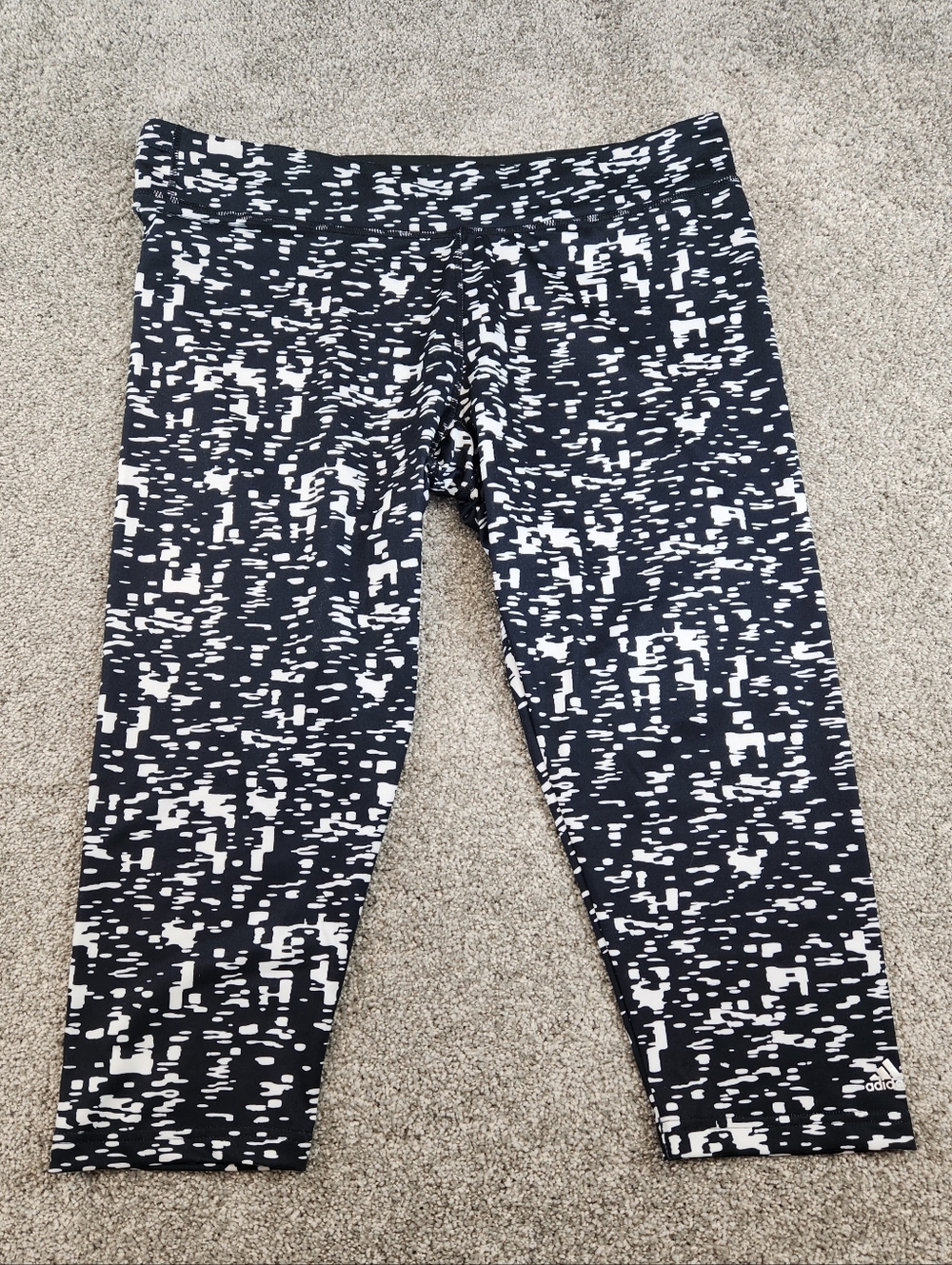 Adidas Womens Climalite Monochrome Capri Black White Size XL